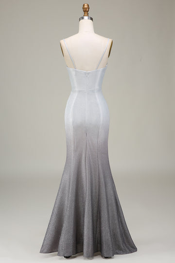 Sparkly Grey Mermaid Prom Dress with Pleated